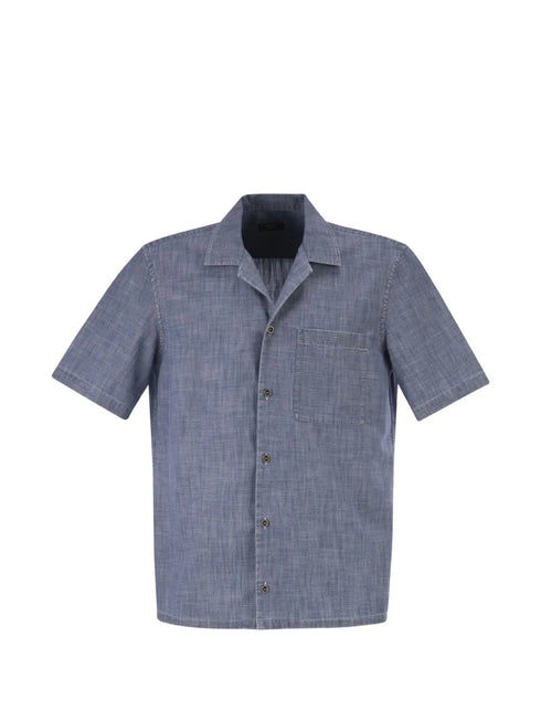 chambray-effect short-sleeves shirt