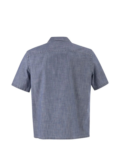 chambray-effect short-sleeves shirt