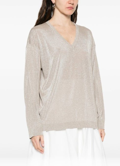 V-neck long-sleeve sweater