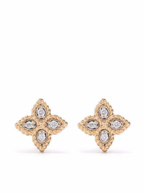 18kt rose gold Princess Flower diamond earrings