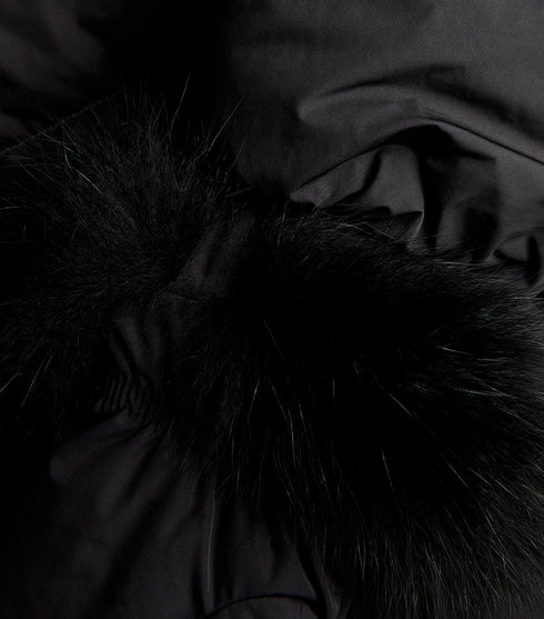 Fur-Trim Puffer Jacket with Gloves