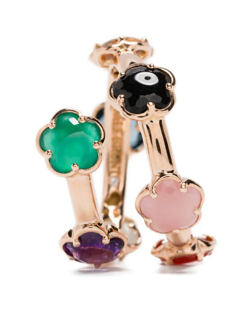 Anillo Figlia dei Fiori en oro rosa de 18 quilates con varias piedras