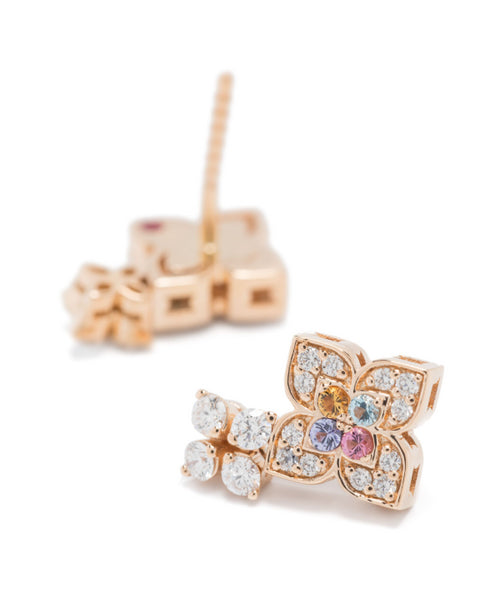 18K rose gold Princess Flower multi-stone earrings