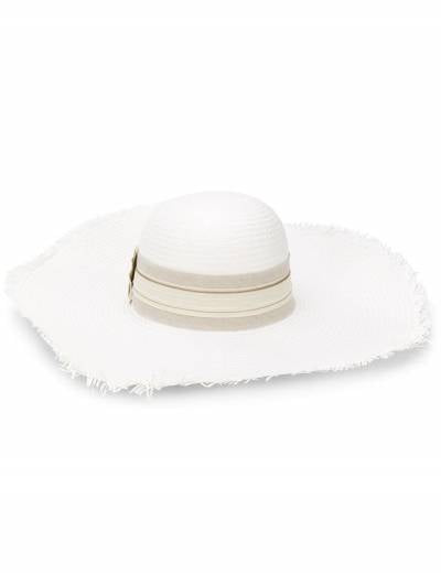 woven ribbon-detailed sun hat