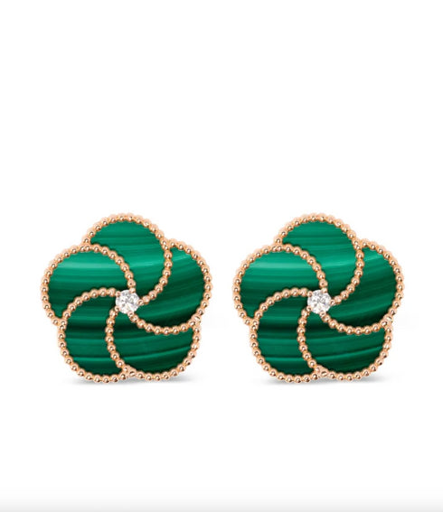 18K rose gold flower diamond earrings