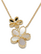 Yellow Gold Diamond Mother of Pearl Flower Necklace