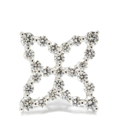 White Gold Diamond Flower Earrings