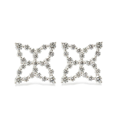 White Gold Diamond Flower Earrings