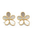 Yellow Gold Diamond Mother-of-Pearl Flower Earrings