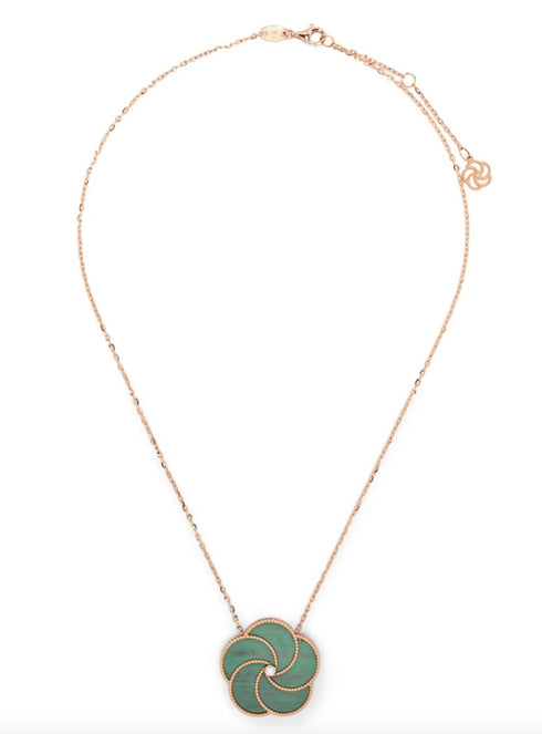 18K rose gold flower diamond necklace