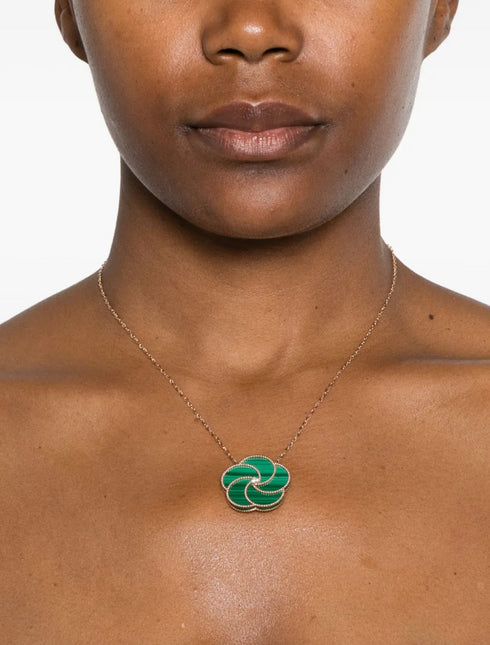 18K rose gold flower diamond necklace