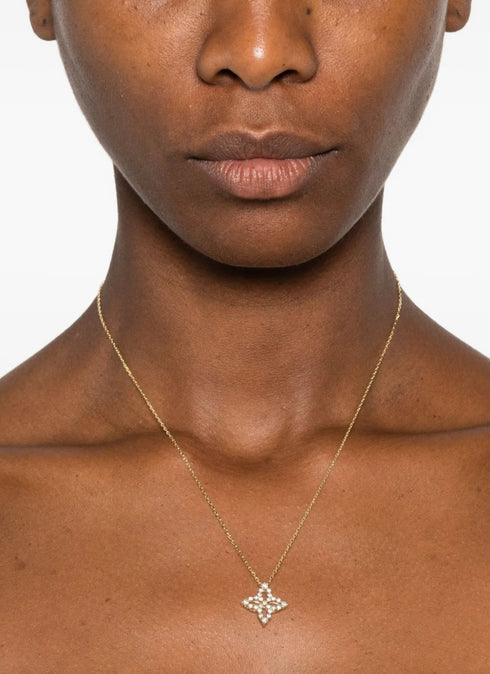 Yellow Gold Diamond Flower Necklace