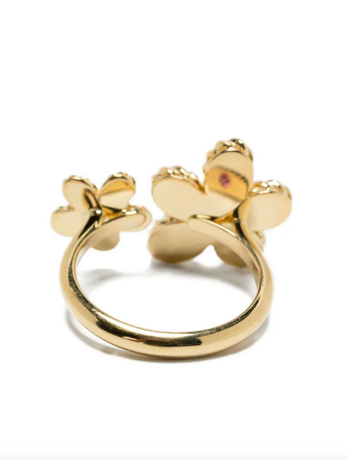 Yellow Gold Diamond Mother of Pearl Flower Ring