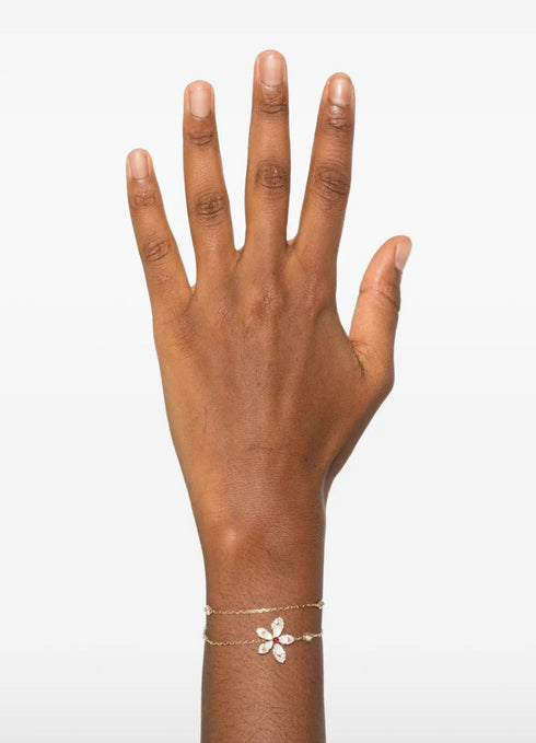 18 Karat Rose Gold Diamond Mother of Pearl Flower Bracelet