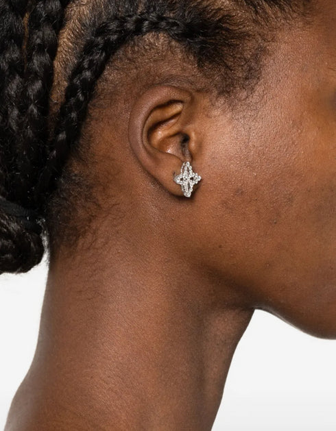 White Gold Diamond Flower Earrings