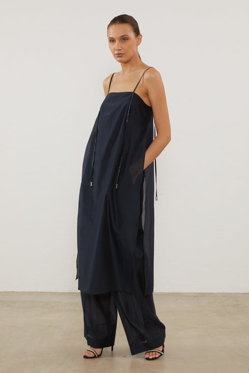 sleeveless semi-sheer top