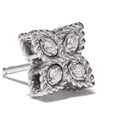 18kt white gold Princess Flower diamond earrings