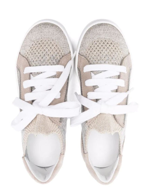 Кроссовки со шнуровкой и металлическими нитями