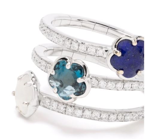 anillo Figlia dei Fiori en oro blanco de 18kt con diamantes