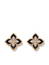 18kt rose gold diamonds black jade Princess Flower earrings
