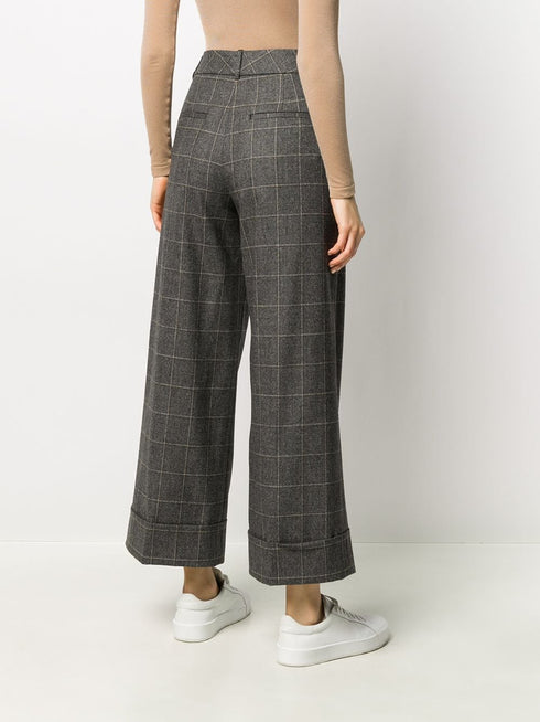 pantalones anchos a cuadros