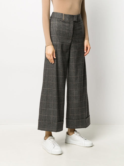 pantalones anchos a cuadros