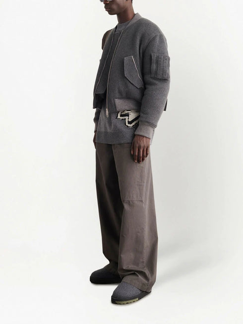 embroidered-slogan bomber jacket