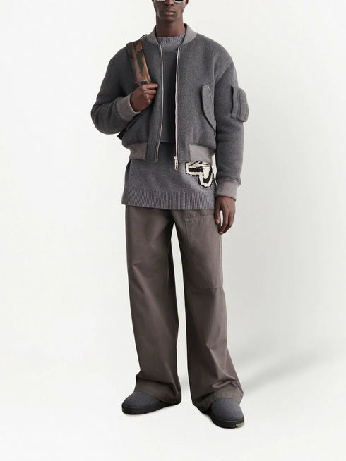 embroidered-slogan bomber jacket