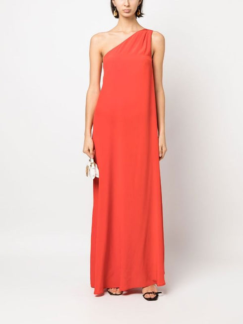 шелковое макси-платье на одно плечо
