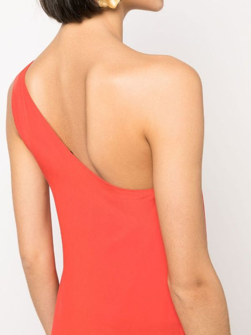 шелковое макси-платье на одно плечо