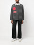 patch detail faded denim jacket
