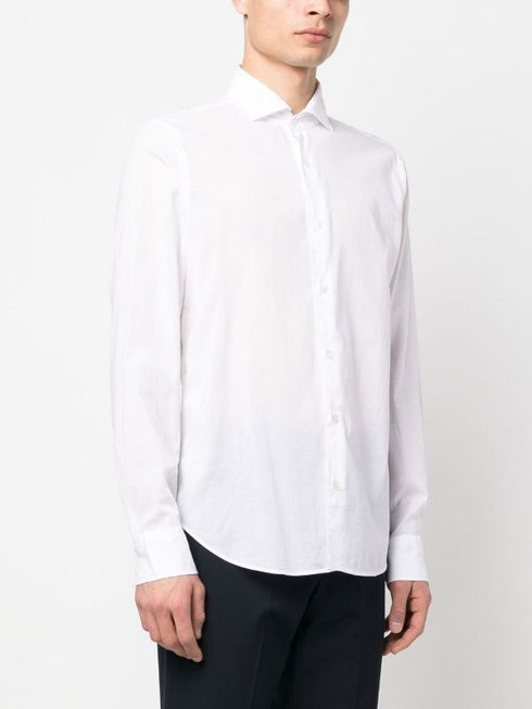 long-sleeve stretch-cotton shirt