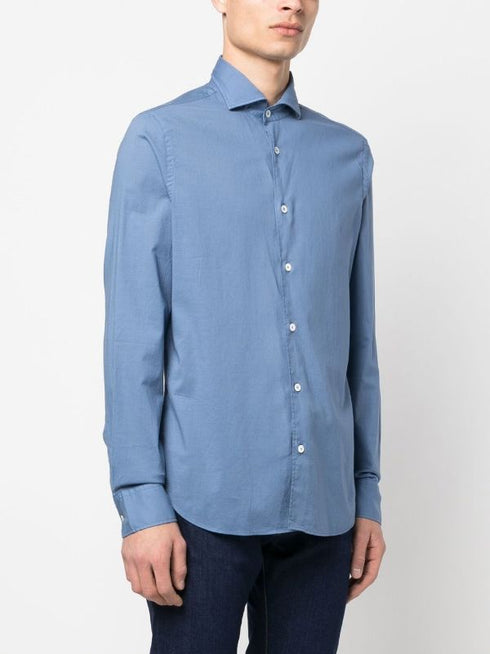 long-sleeve stretch-cotton shirt