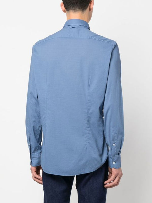 long-sleeve stretch-cotton shirt