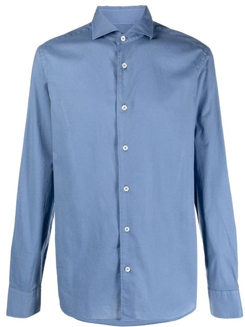 long-sleeve stretch-cotton shirt