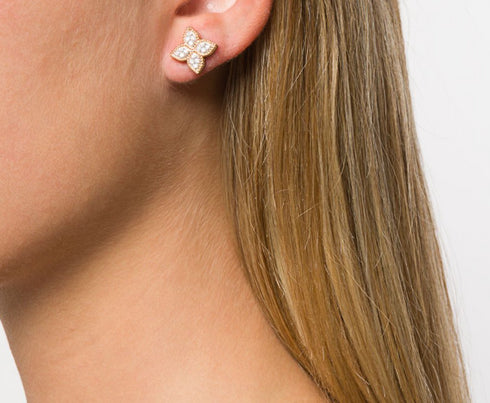 18kt rose gold Princess Flower diamond earrings