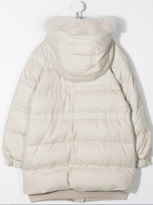 Padded jacket with faux fur trim
