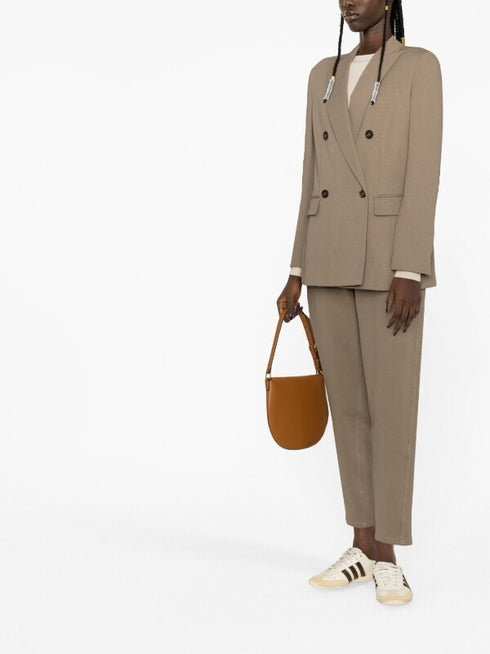 blazer de mezcla de algodón con doble botonadura