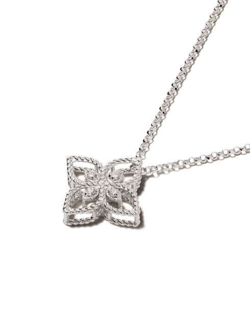 collar Princess Flower en oro blanco de 18kt con diamantes