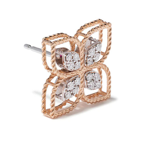 18kt rose gold Princess Flower diamond earrings