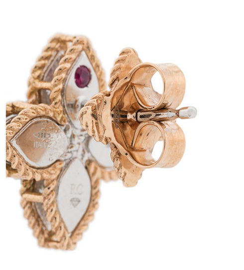 18kt rose gold Princess Flower diamond earrings