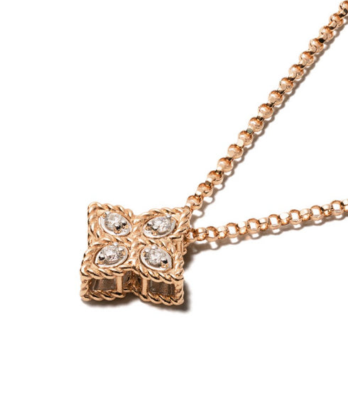 collar Princess Flower en oro rosa de 18kt con diamantes