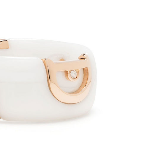 anillo D.Icon de cerámica con diamante en oro rosa de 18kt