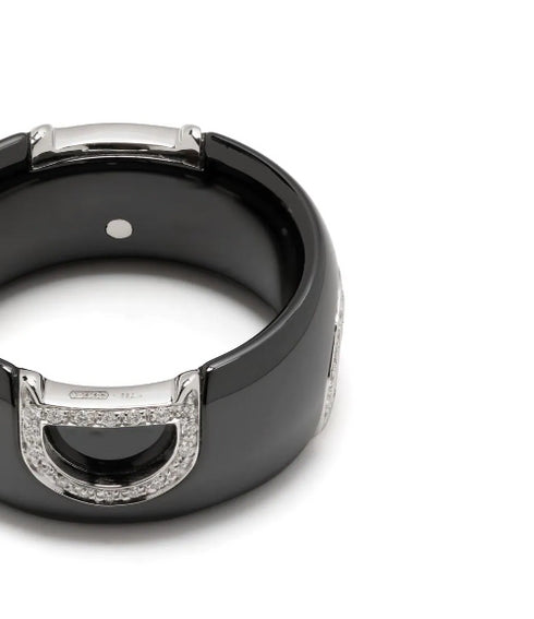 18kt white gold black ceramic D.Icon diamond ring
