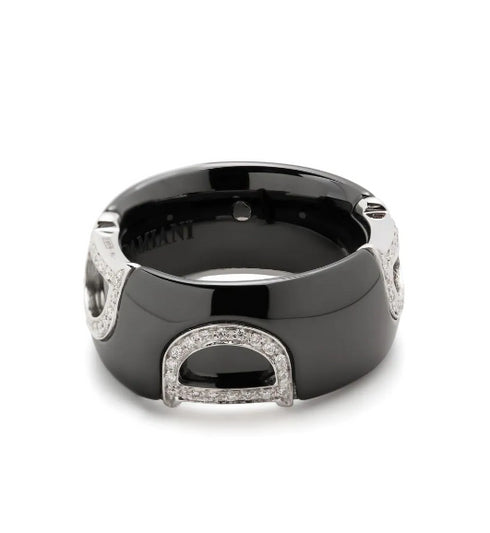 18kt white gold black ceramic D.Icon diamond ring
