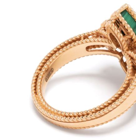 18kt rose gold Princess Flower malachite and diamond ring