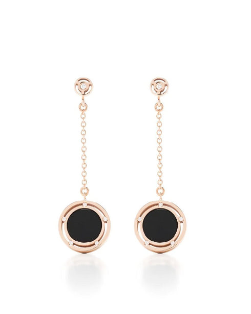18kt rose gold D. Side onyx drop earrings