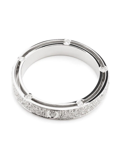 anillo D.Side en oro blanco de 18kt con diamantes