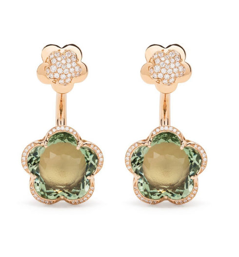 aretes Ton Joli en oro rosa de 18kt con prasiolita y diamantes