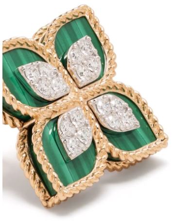 18kt rose gold Princess Flower malachite and diamond ring